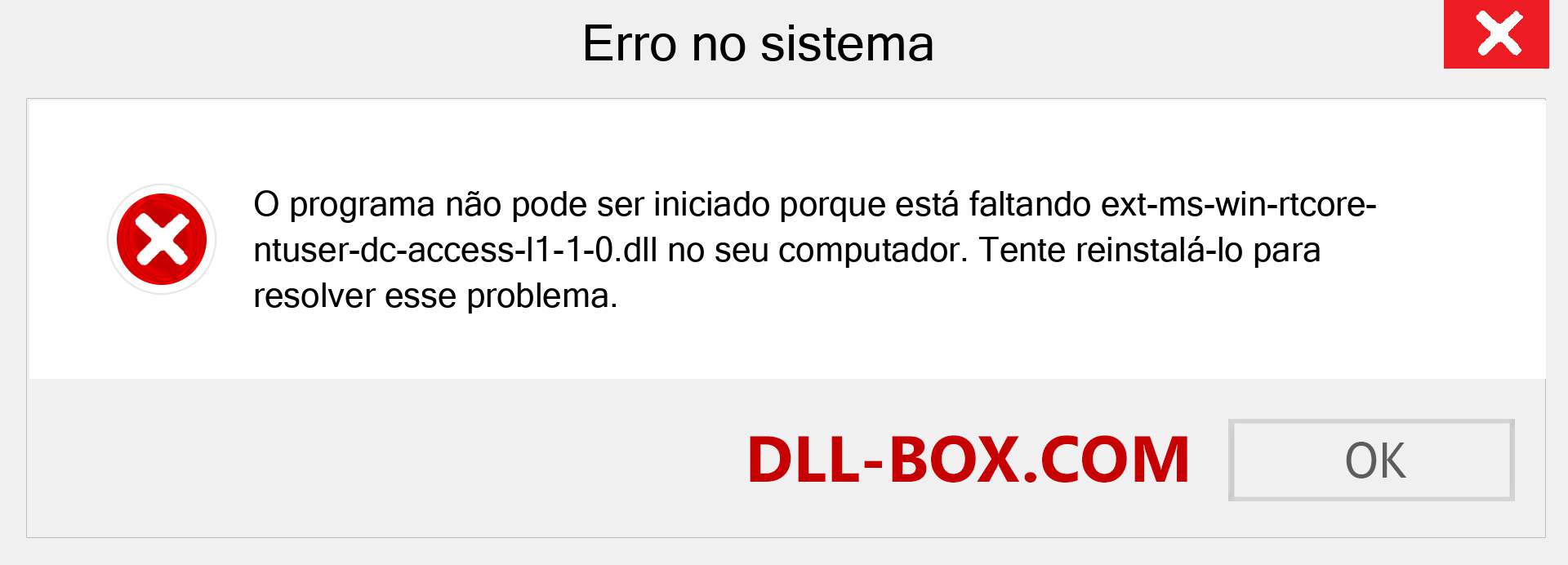 Arquivo ext-ms-win-rtcore-ntuser-dc-access-l1-1-0.dll ausente ?. Download para Windows 7, 8, 10 - Correção de erro ausente ext-ms-win-rtcore-ntuser-dc-access-l1-1-0 dll no Windows, fotos, imagens